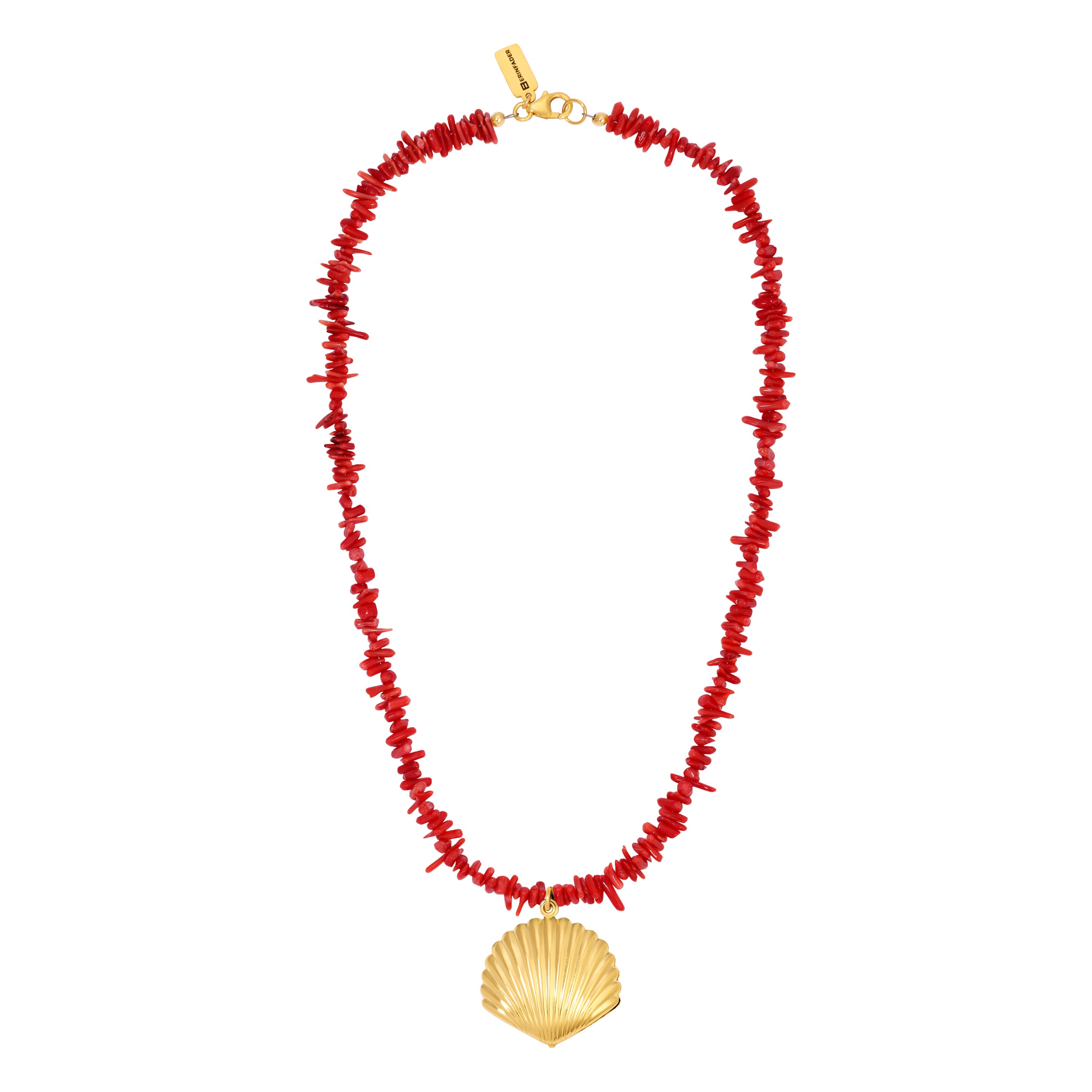 Vintage Coral Shell Necklace - Red