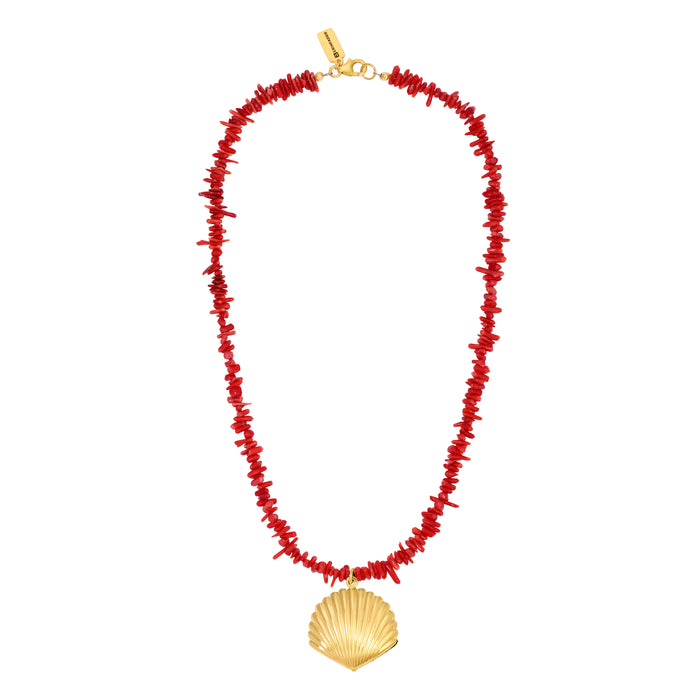 Vintage Coral Shell Necklace - Red by Erin Fader Jewelry