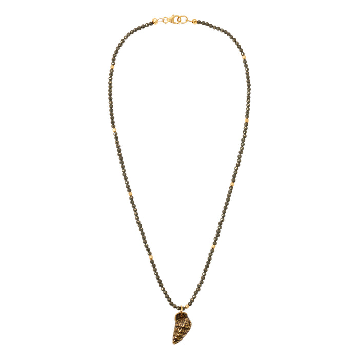 Vintage Pyrite Shell Pendant Necklace by Erin Fader Jewelry