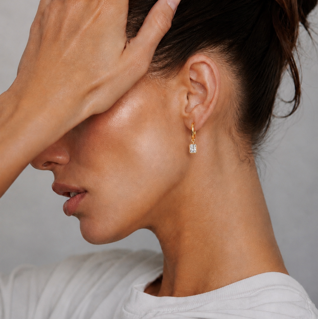 The Emerald Bezel Hoops