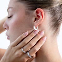 The Deco Hoops - Silver Petite by Erin Fader Jewelry 
