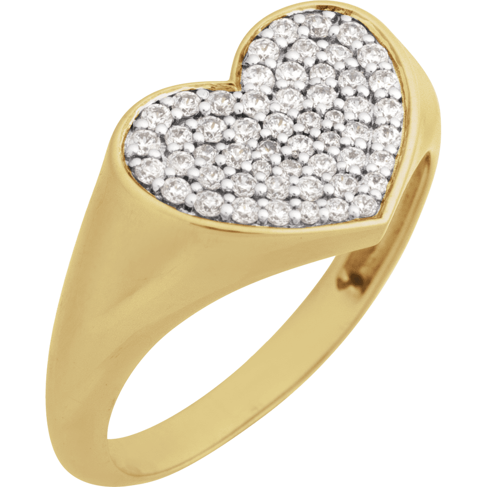 Natural Diamond Heart Signet Ring - 14K Yellow from Erin Fader Jewelry