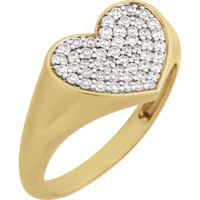 Natural Diamond Heart Signet Ring - 14K Yellow from Erin Fader Jewelry