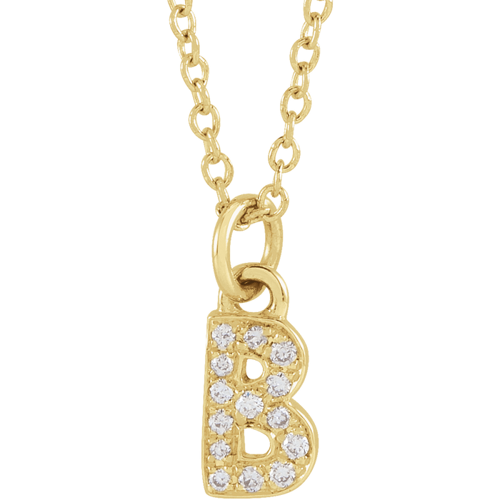 Natural Diamond Initial Necklace - 14K Yellow from Erin Fader Jewelry