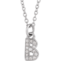 Natural Diamond Initial Necklace - 14K White from Erin Fader Jewelry 