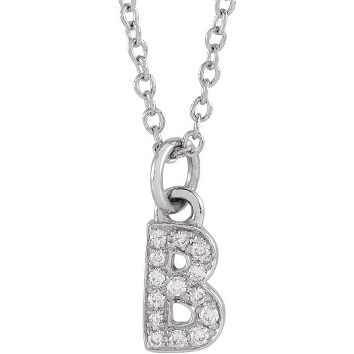 Natural Diamond Initial Necklace - 14K White from Erin Fader Jewelry 