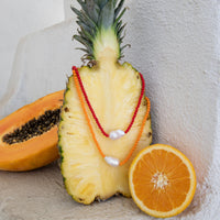 Vintage Orange Pearl Necklace by Erin Fader Jewelry