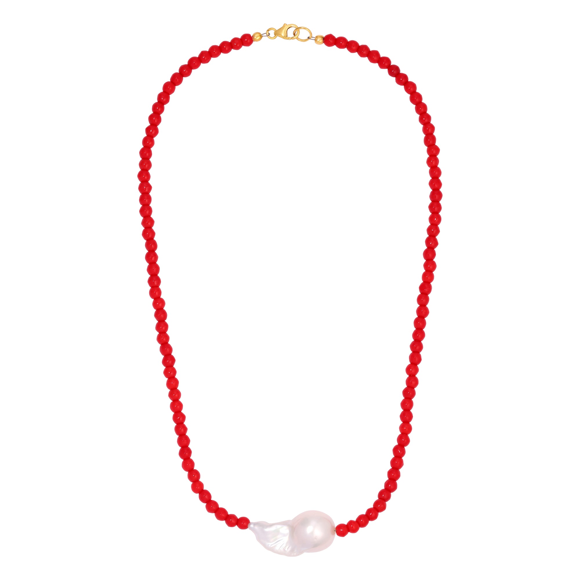 Vintage Red Pearl Necklace by Erin Fader Jewelry