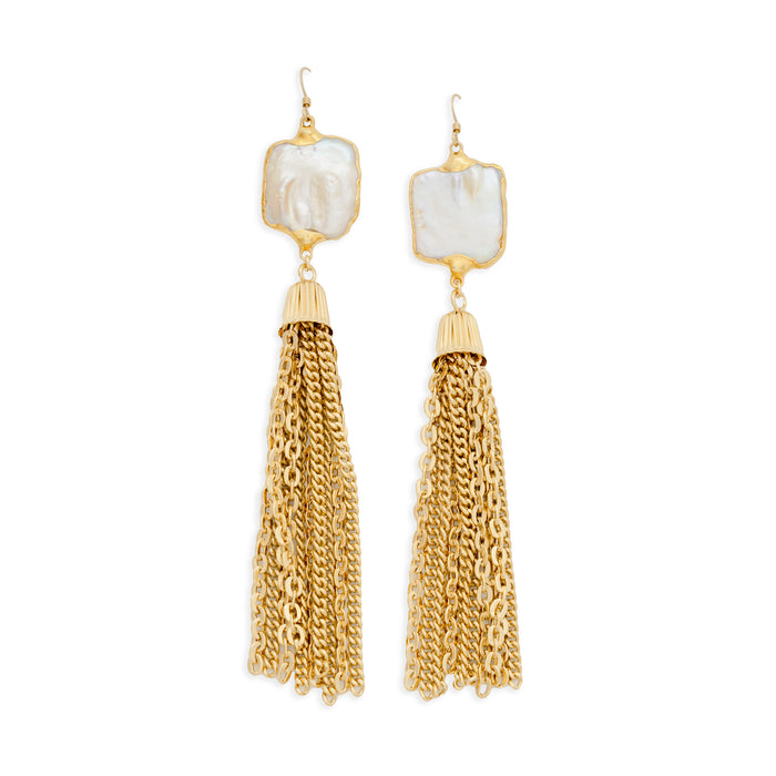 Eva Statement Pearl Tassel Earrings by Erin Fader Jewelry